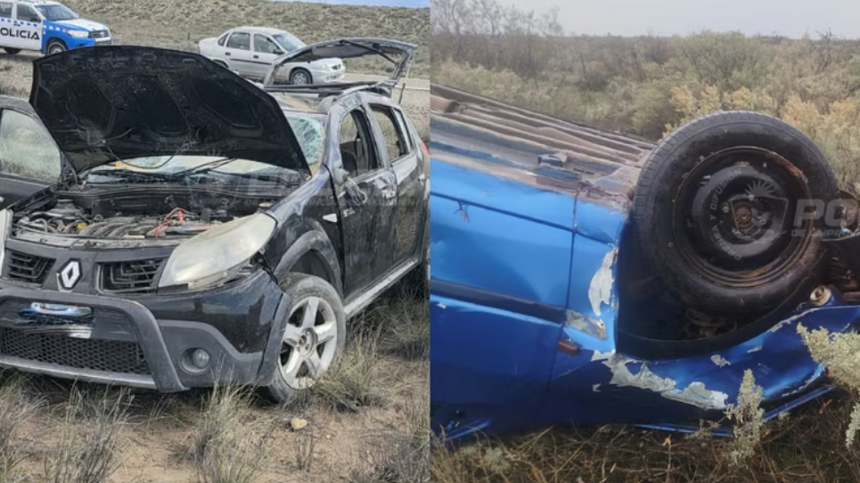 Domingo accidentado en la Ruta 237: dos vehículos terminaron fuera de la calzada