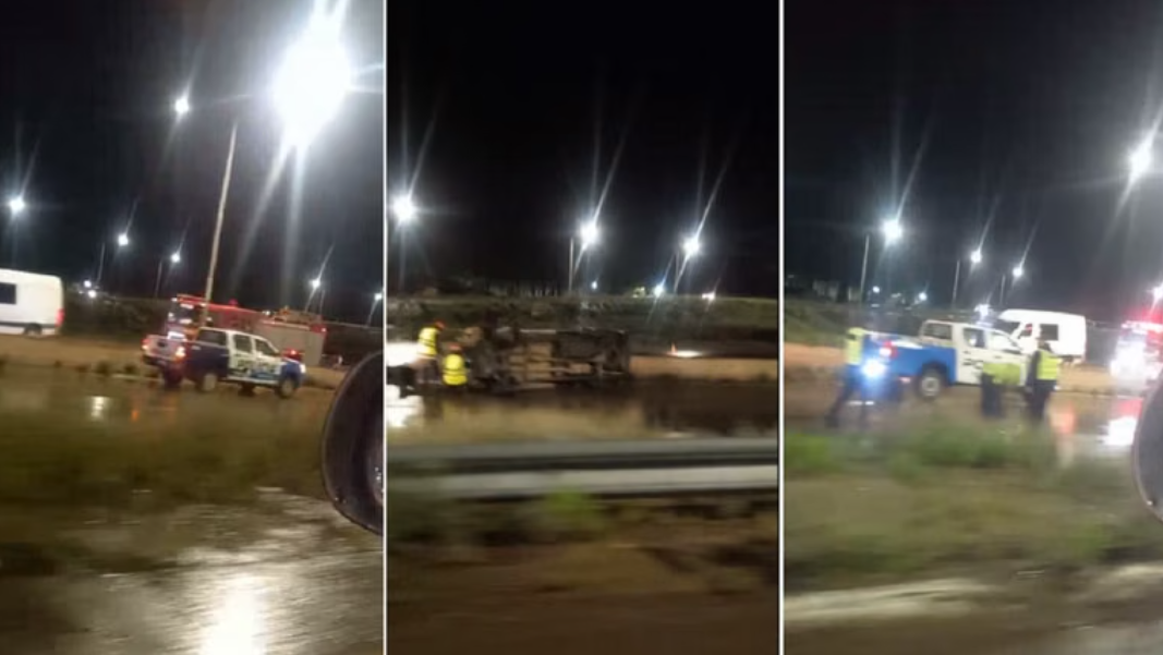 Choques y vuelcos en medio de la lluvia: un hombre fue hospitalizado en Plottier
